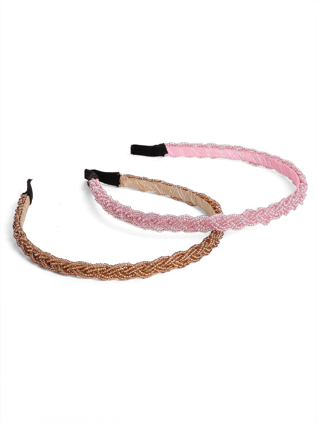 

EL REGALO Women Pink & Brown Set of 2 Embellished Hairband