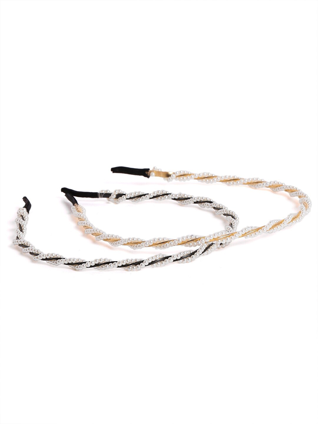 

EL REGALO Women Set of 2 Cream-Coloured & White Beaded Hairband