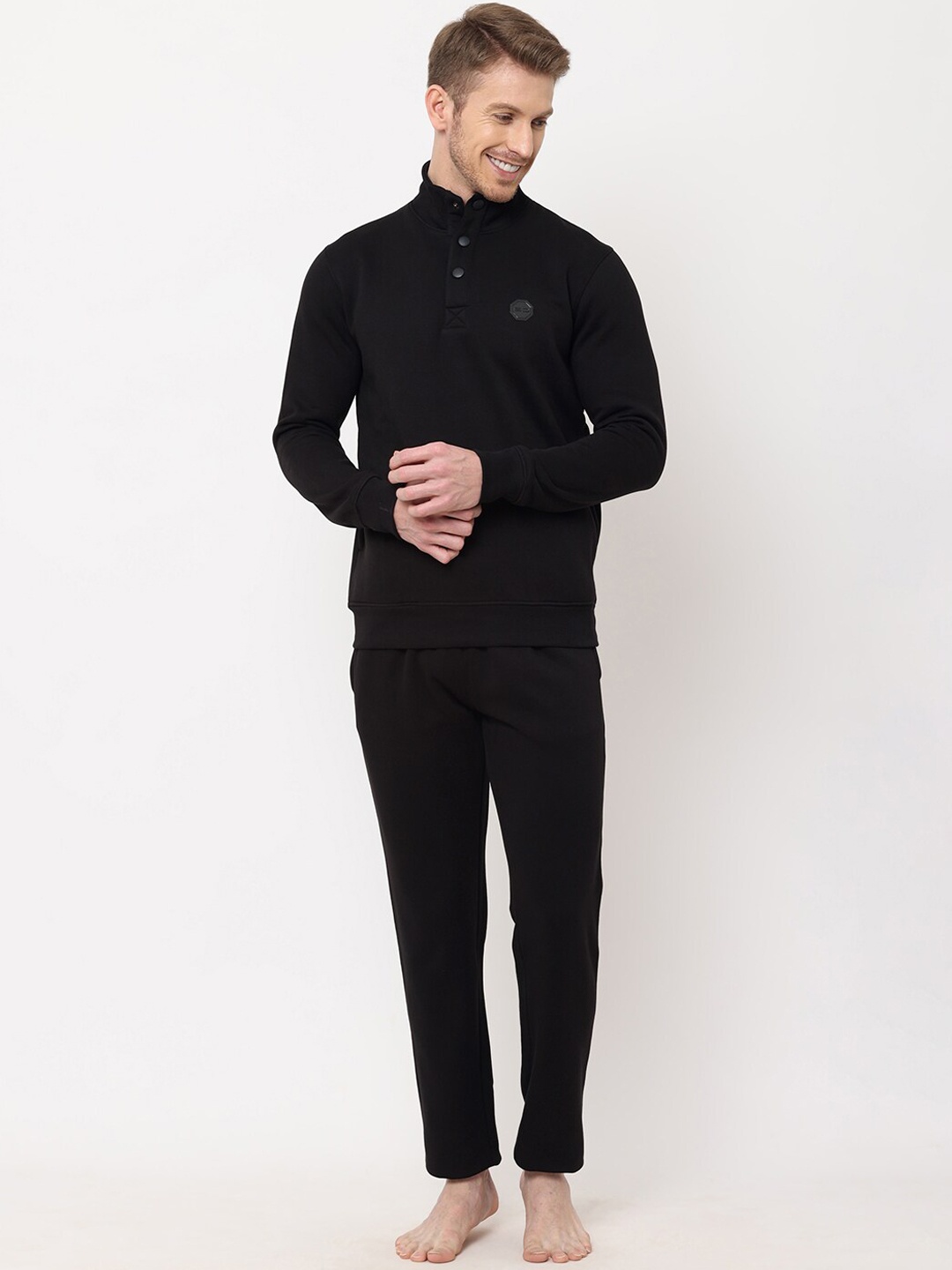 

Sweet Dreams Men Plus Size Black Solid Tracksuit