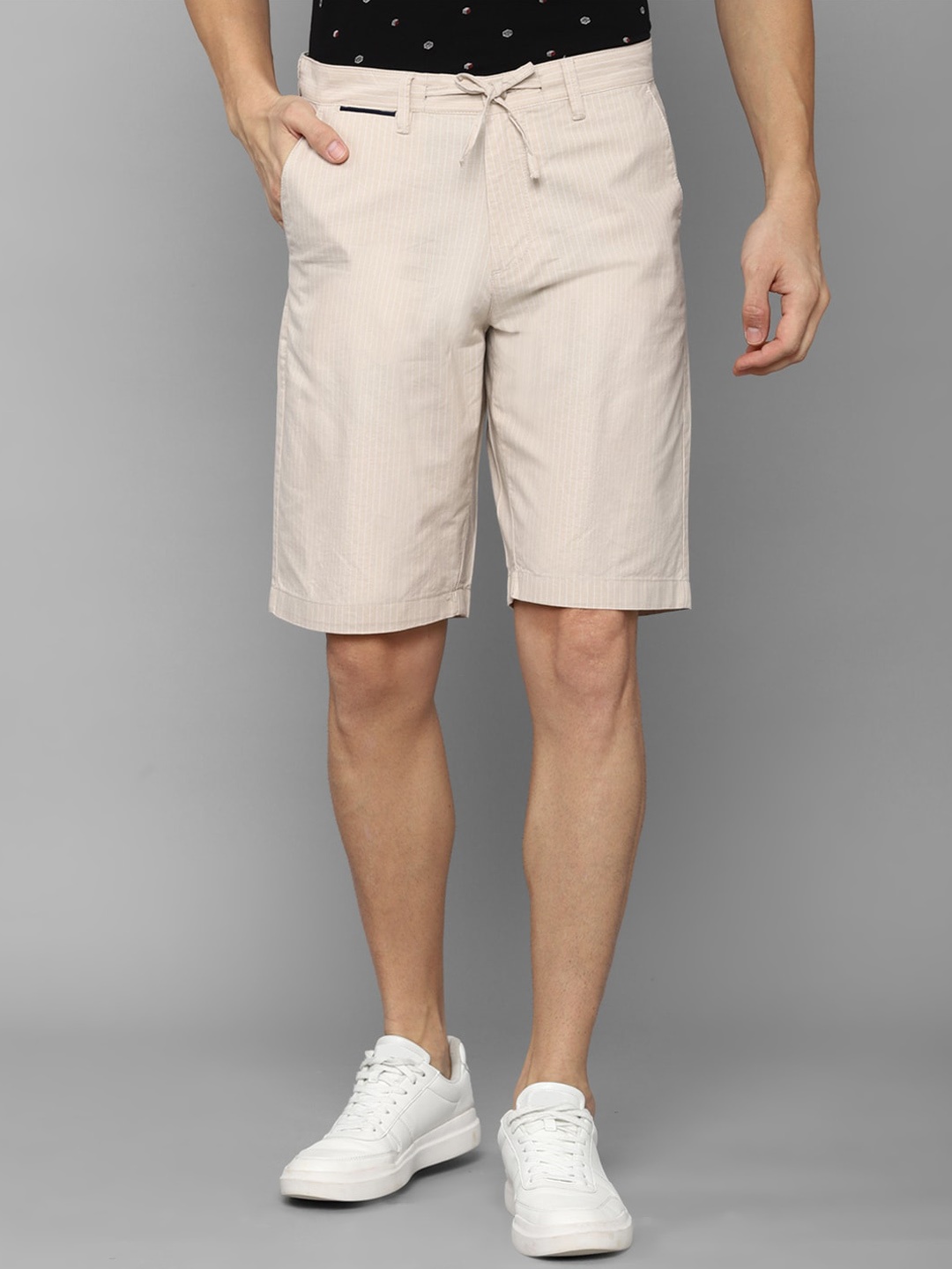 

Allen Solly Men Beige Striped Slim Fit Shorts