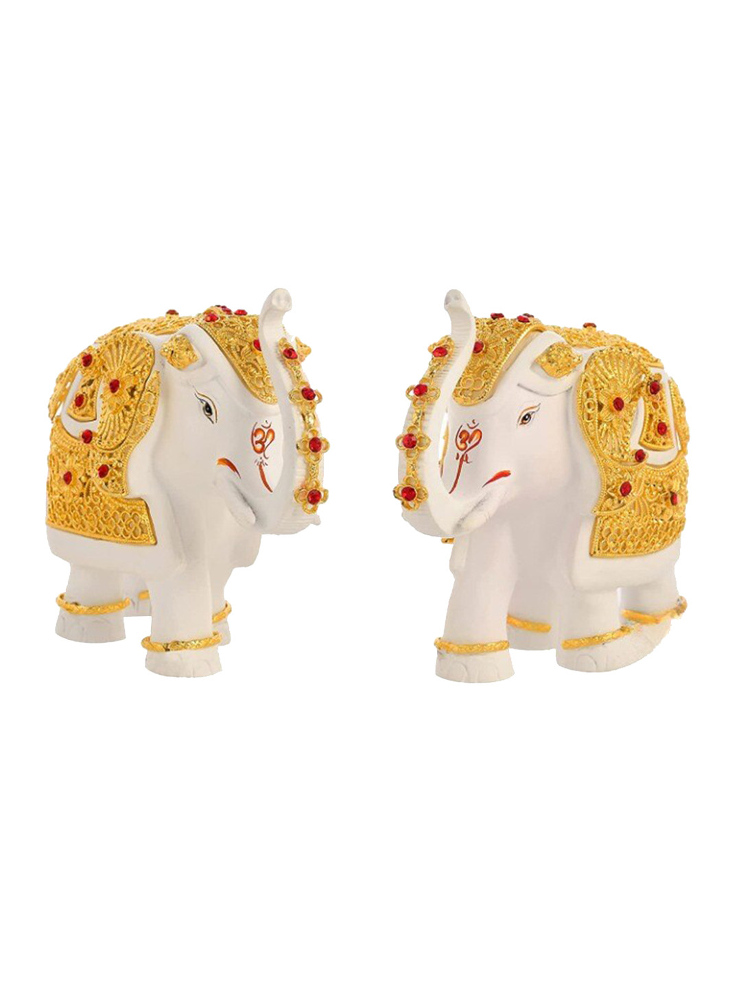 

Perpetual Set Of 2 Gold-Plated Elephant Showpiece, White