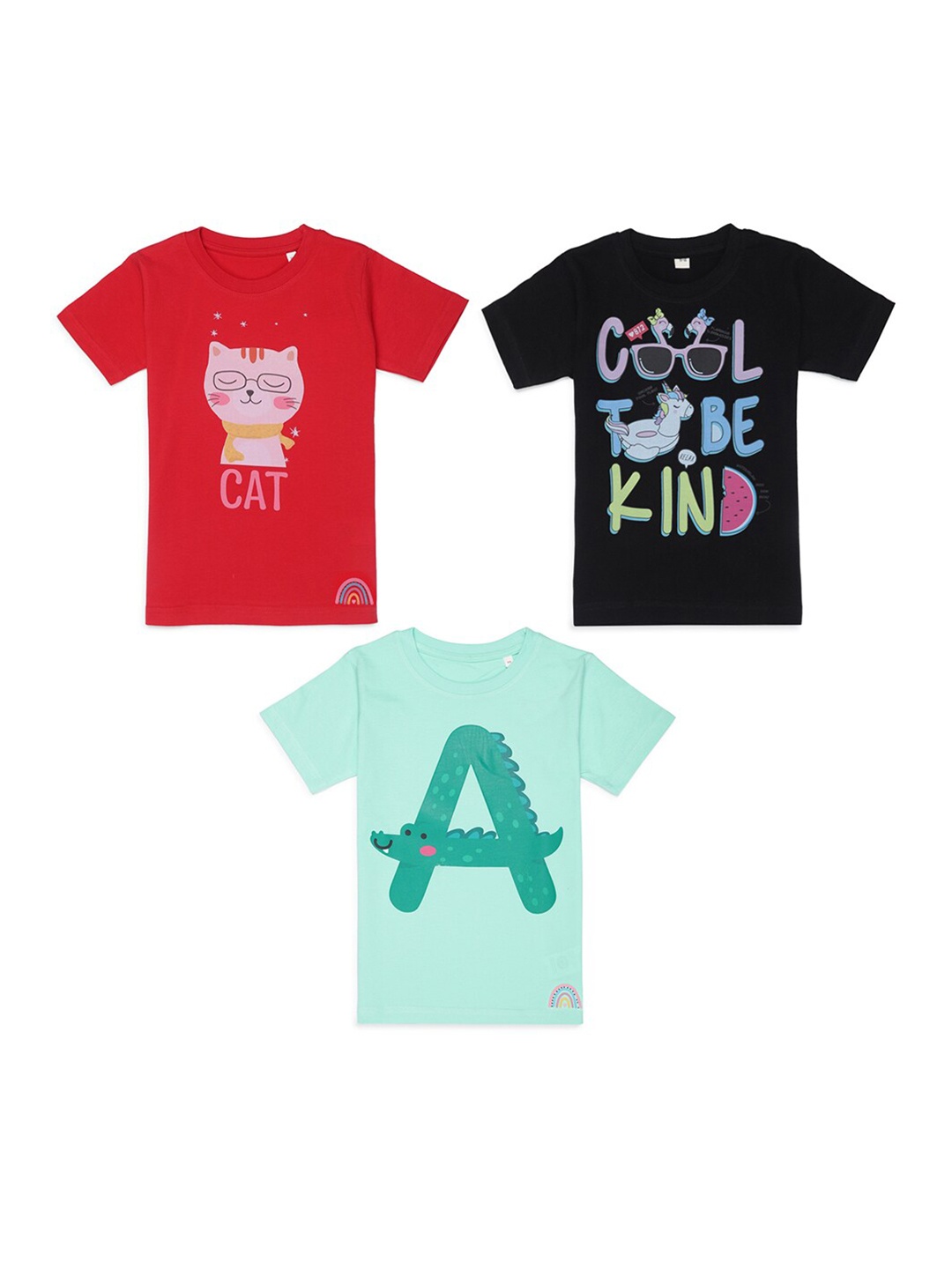 

Tossido Pack Of 3 Kids Typography Printed T-shirt, Red
