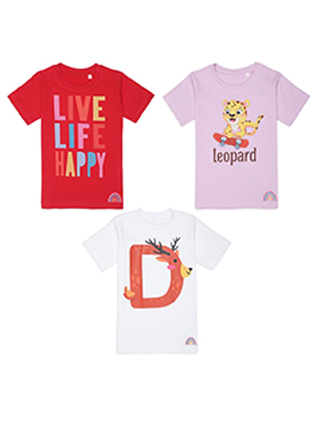 

Tossido Kids Pack Of 3 Cotton Printed T-shirt, Red