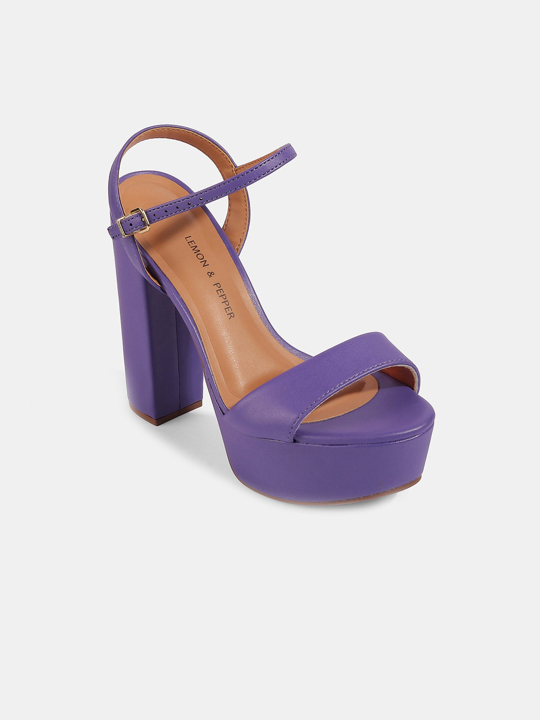 

LEMON & PEPPER Purple PU Party Block Heels