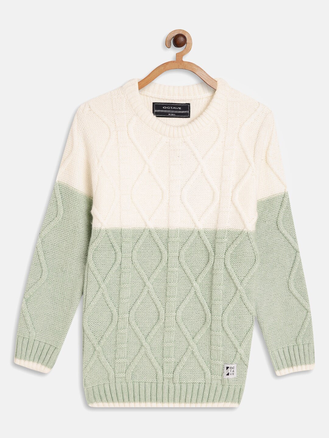 

Octave Boys Olive Green & Cream Colourblocked Pullover Sweater
