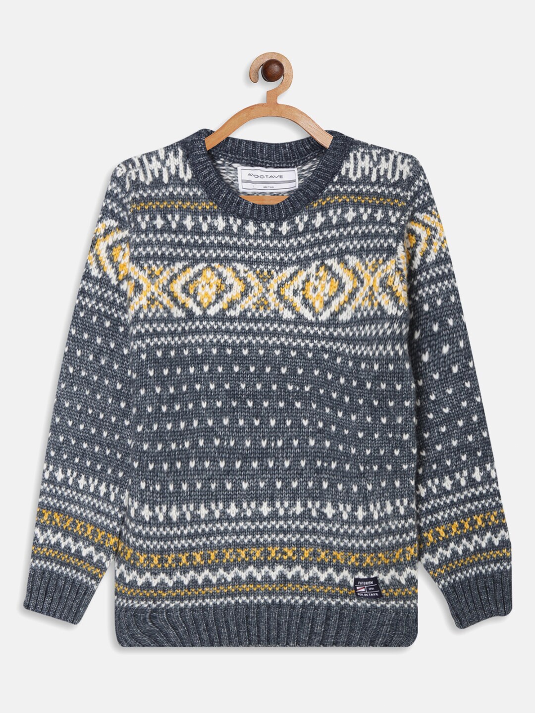 

Octave Boys Grey & White Printed Pullover