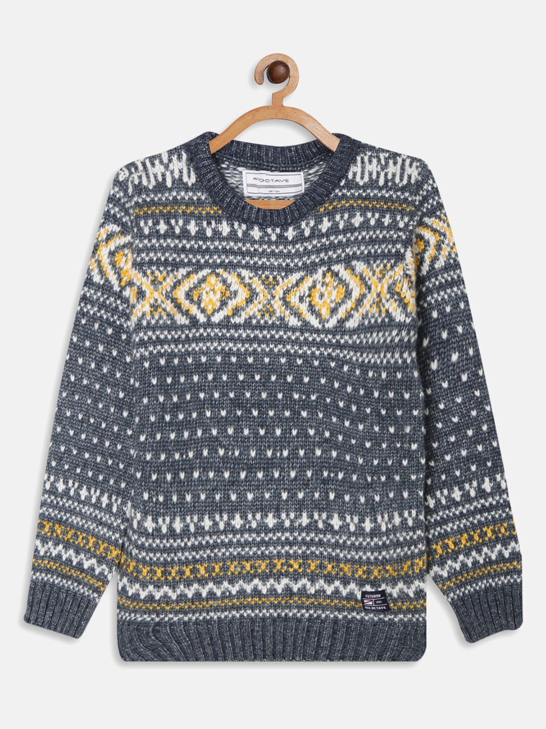 

Octave Boys Grey & White Cable Knit Acrylic Pullover Sweater
