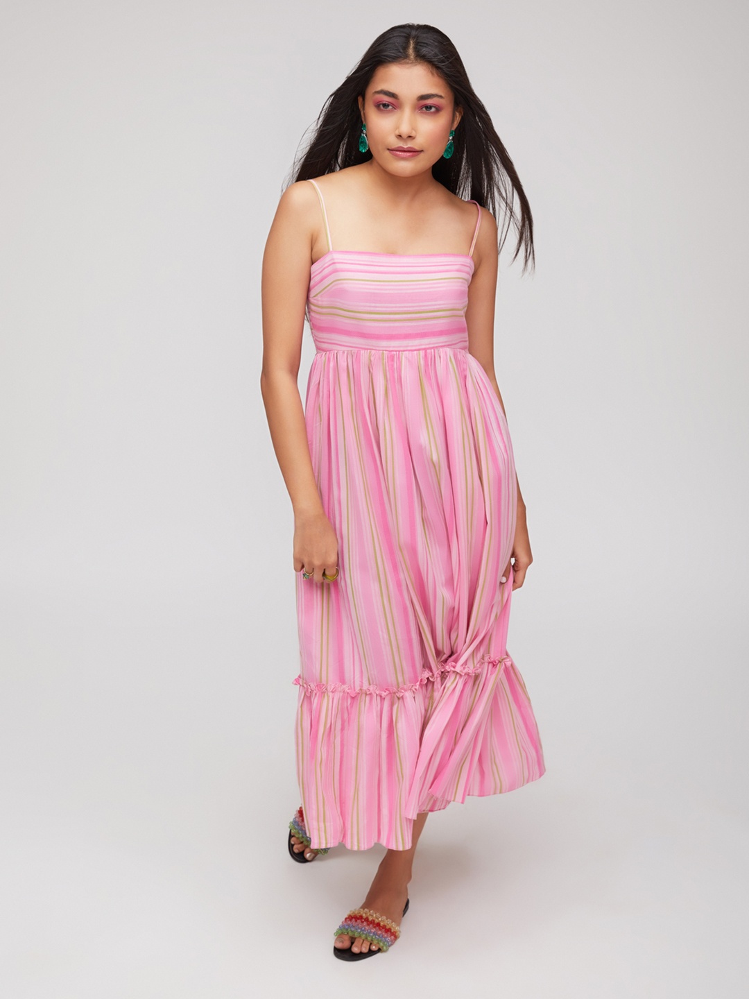 

POPPI Women Pink Cotton Maxi Dress