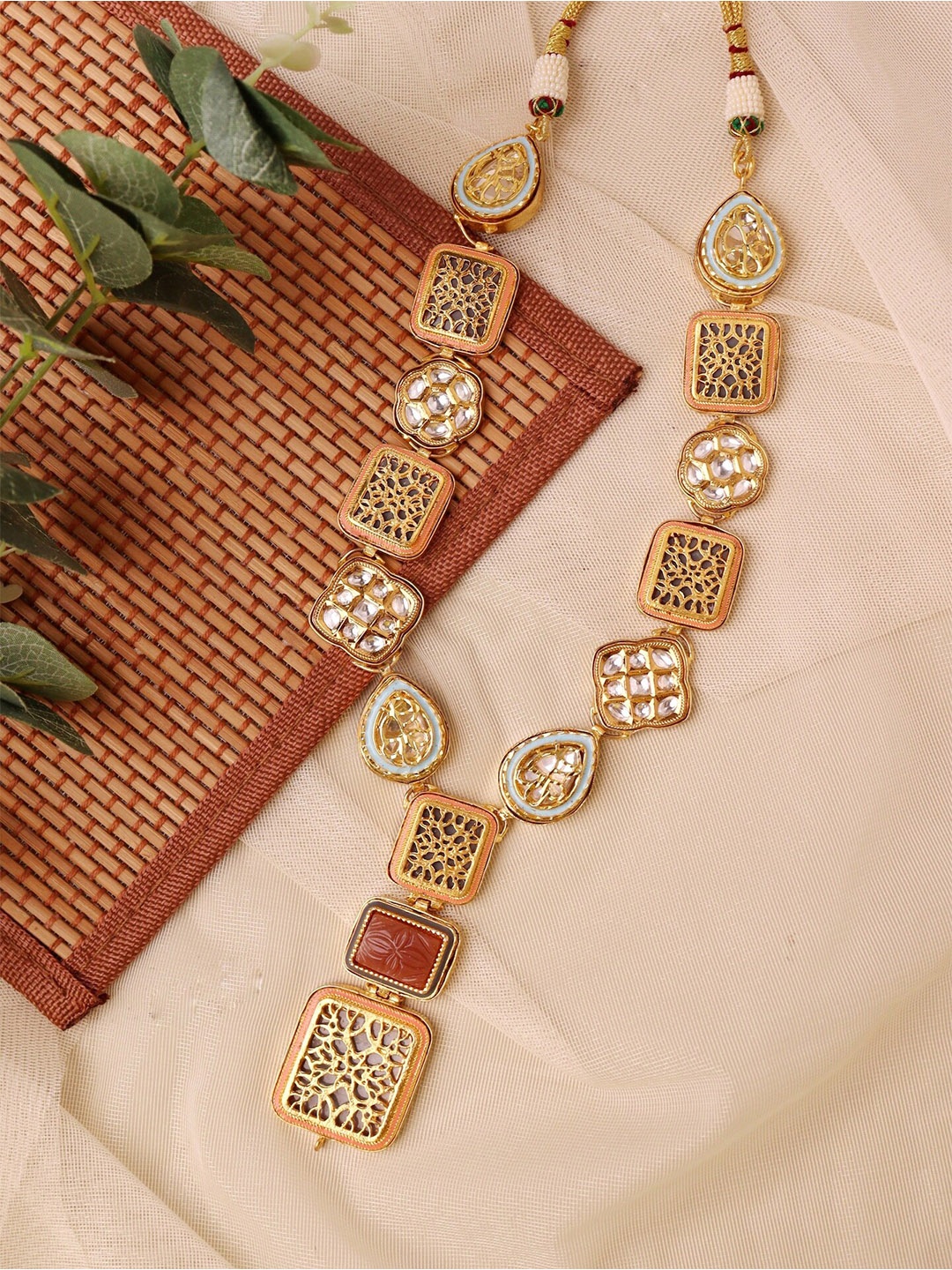 

CURIO COTTAGE Women Gold-Plated & White Enamelled Necklace