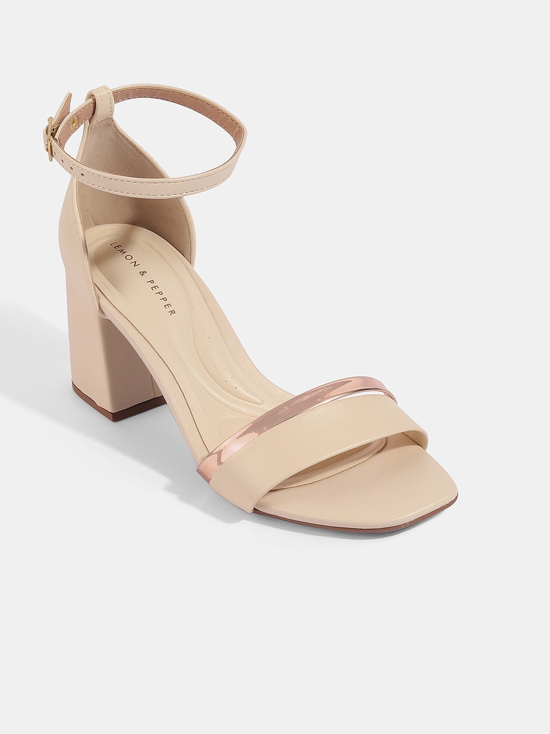 

LEMON & PEPPER Black PU Block Heels with Buckles