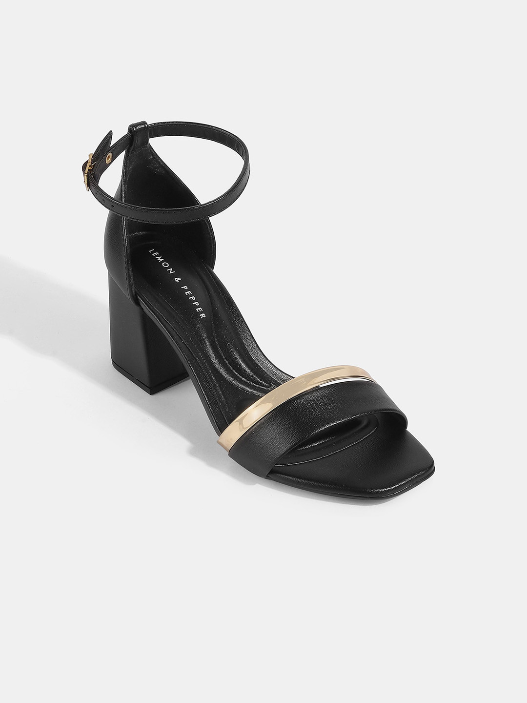 

LEMON & PEPPER Women Black PU Block Heels