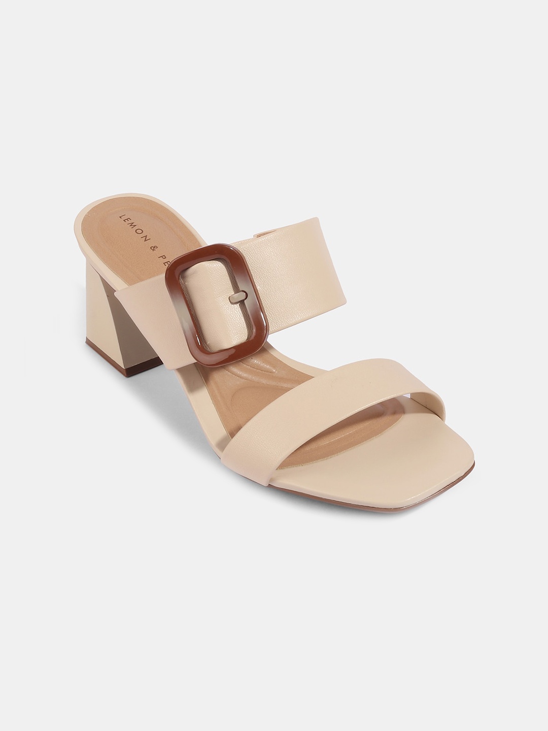 

LEMON & PEPPER Women Cream-Coloured Block Heels