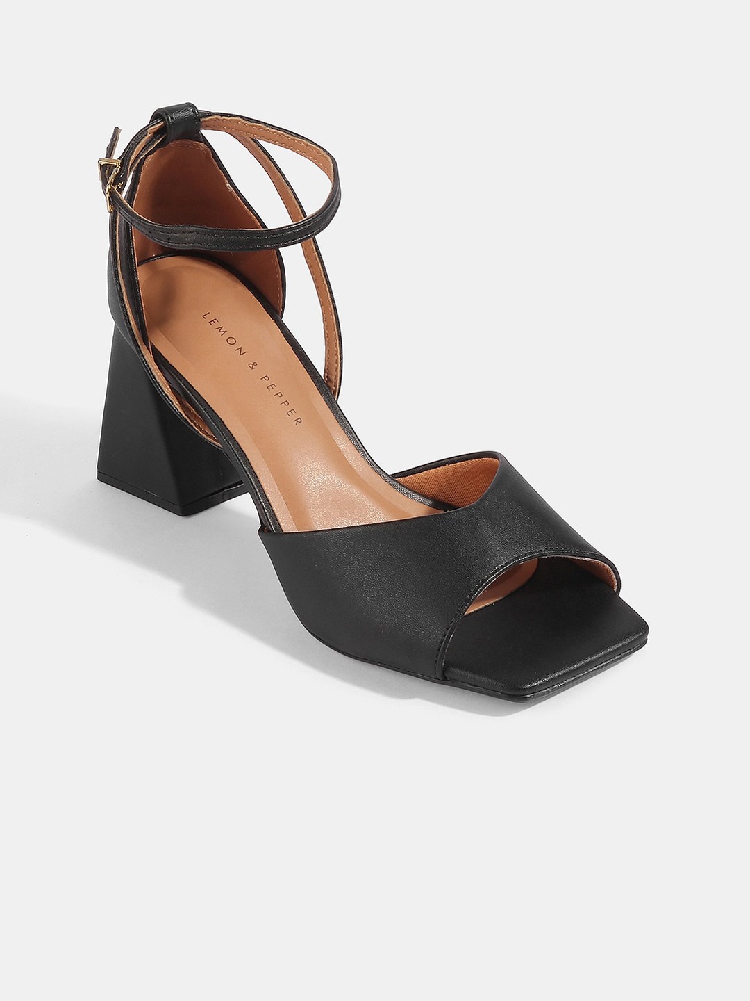 

LEMON & PEPPER Women Black PU Block Heels