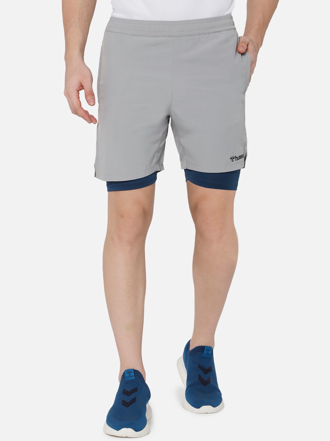 

hummel Men Grey Running Sports Shorts