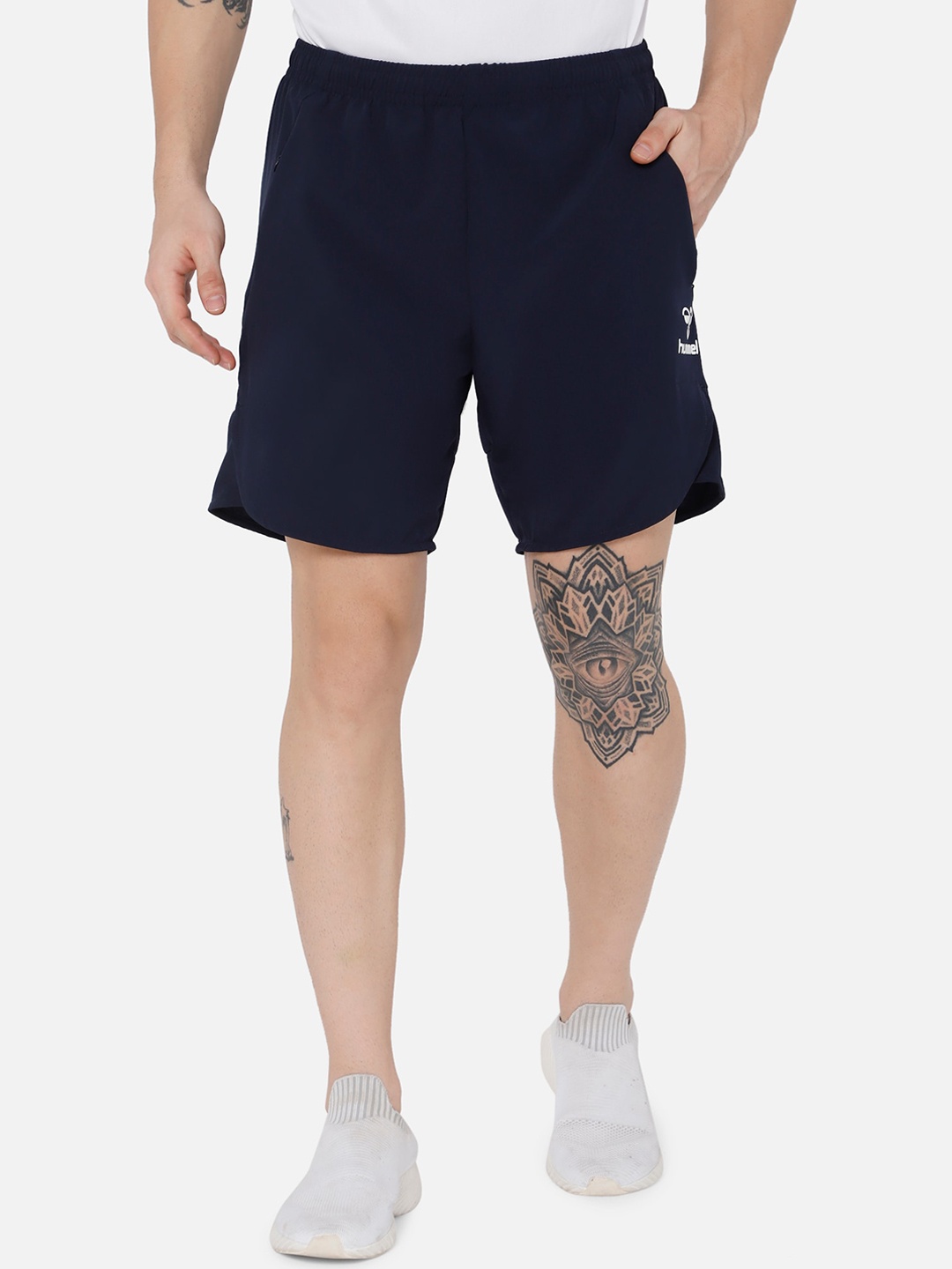 

hummel Men Navy Blue Running Sports Shorts
