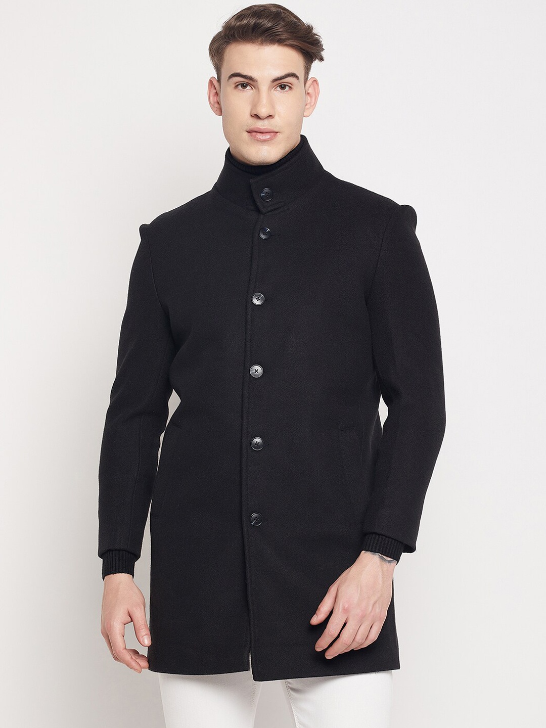 

Duke Men Black Solid Woolen Overcoats