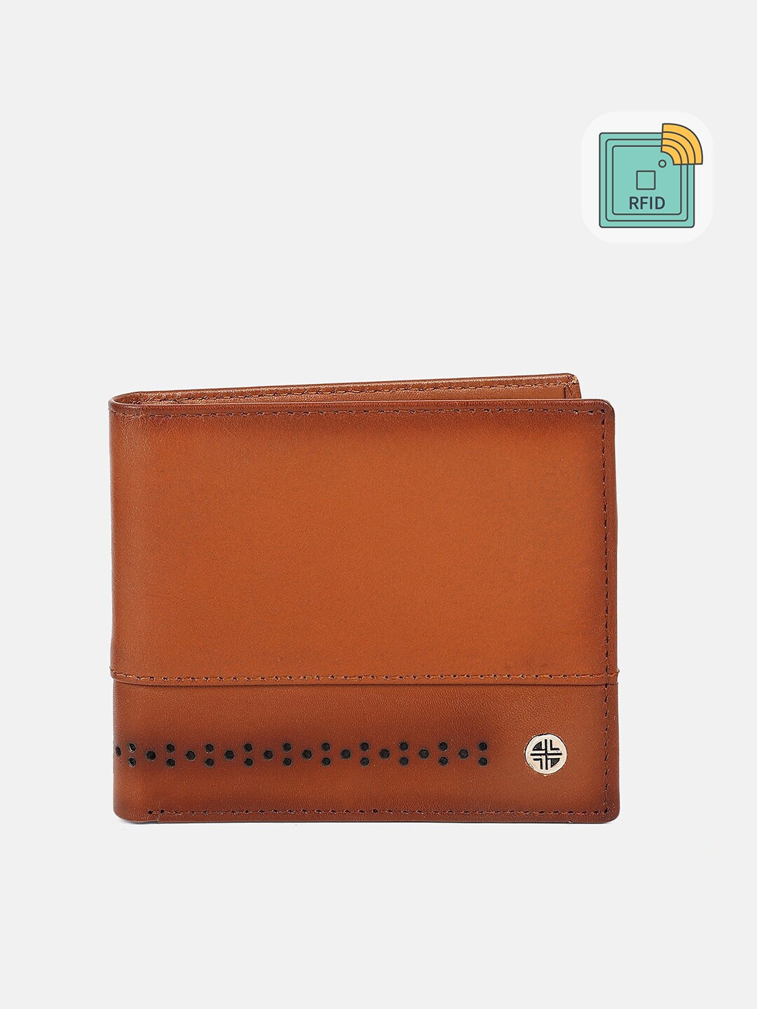 

Carlton London Men Tan & Navy Blue Leather Two Fold Wallet