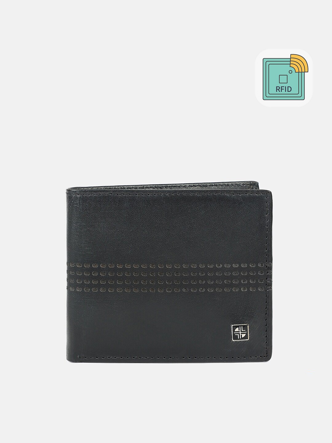 

Carlton London Men Black Leather Two Fold Wallet