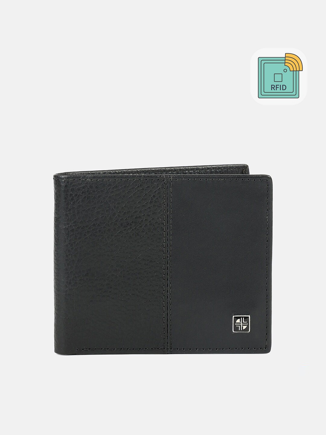 

Carlton London Men Black Leather Two Fold Wallet