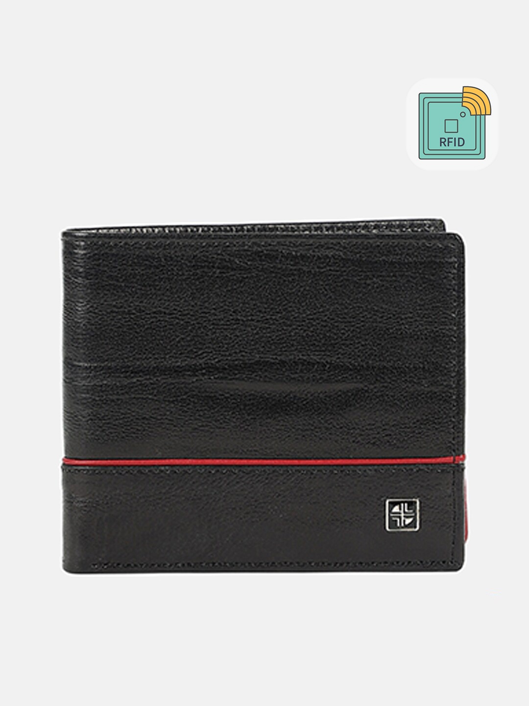 

Carlton London Men Black Leather Two Fold Wallet