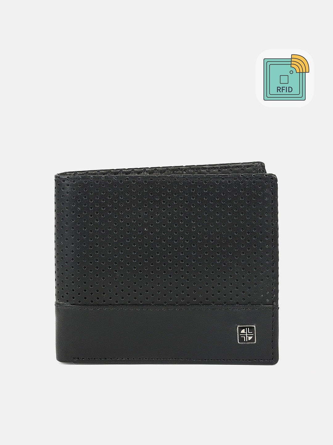 

Carlton London Men Black Leather Two Fold Wallet