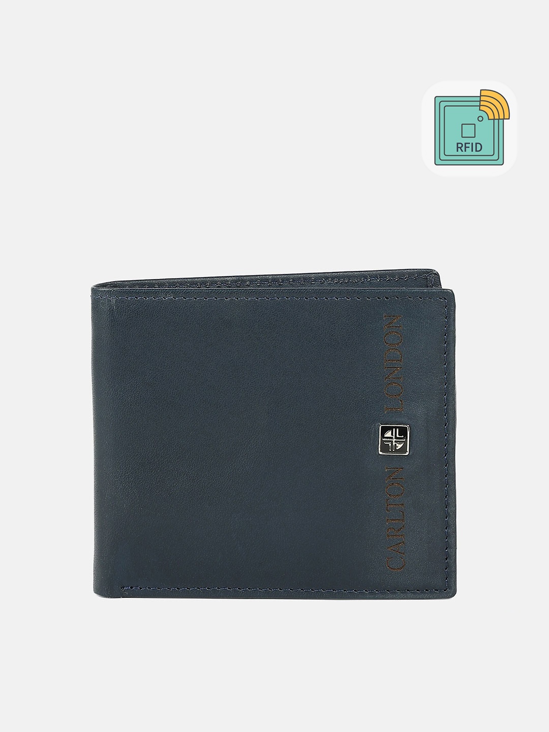 

Carlton London Men Navy Blue Leather Two Fold Wallet