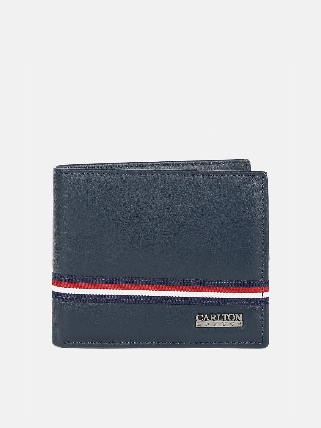 

Carlton London Men Navy Blue Leather Two Fold Wallet