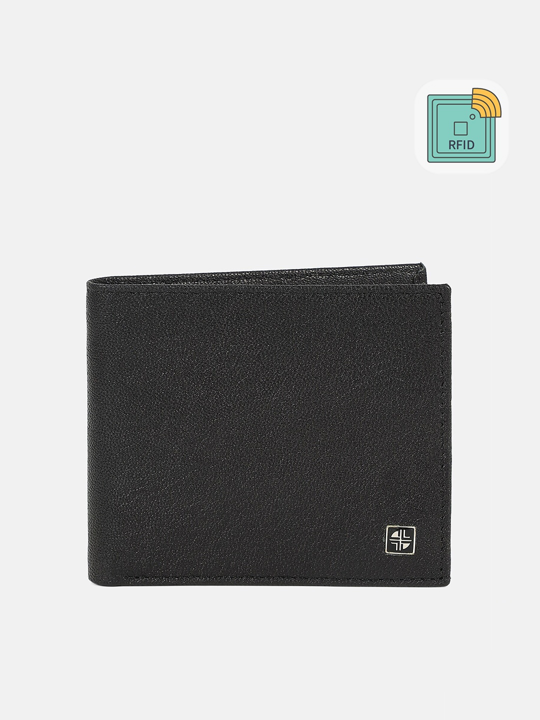 

Carlton London Men Black Leather Two Fold Wallet