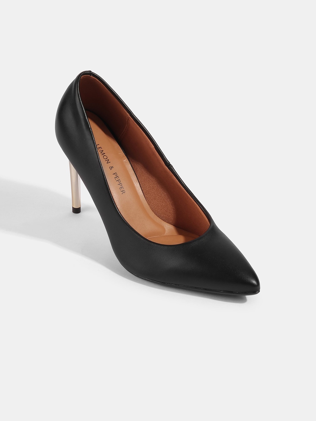 

LEMON & PEPPER Black PU Party Stiletto Pumps