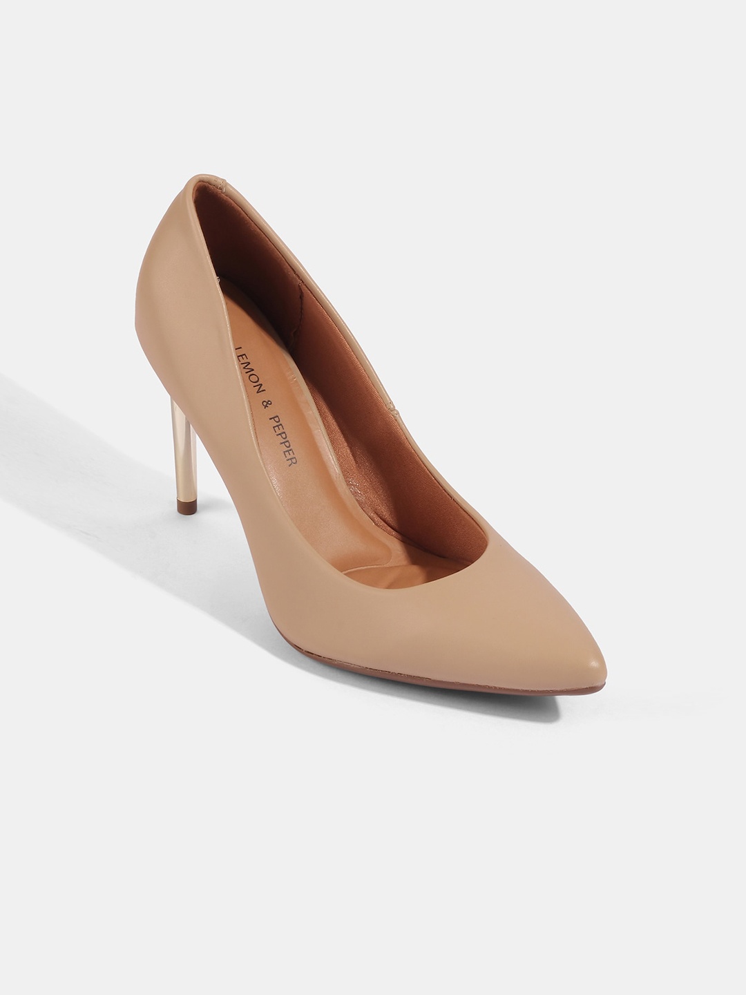 

LEMON & PEPPER Women Beige PU Party Stiletto Pumps