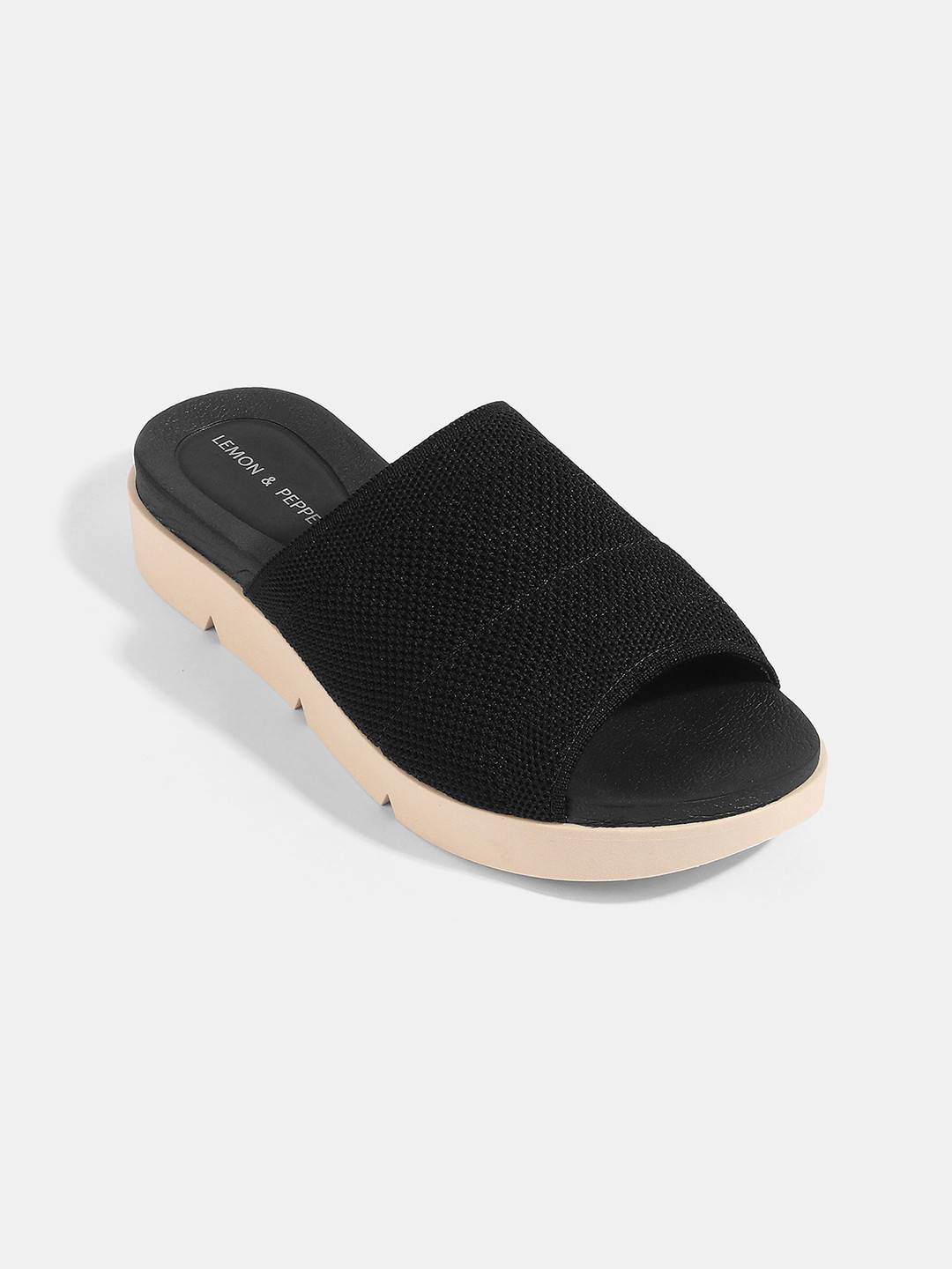

LEMON & PEPPER Women Black Open Toe Flats