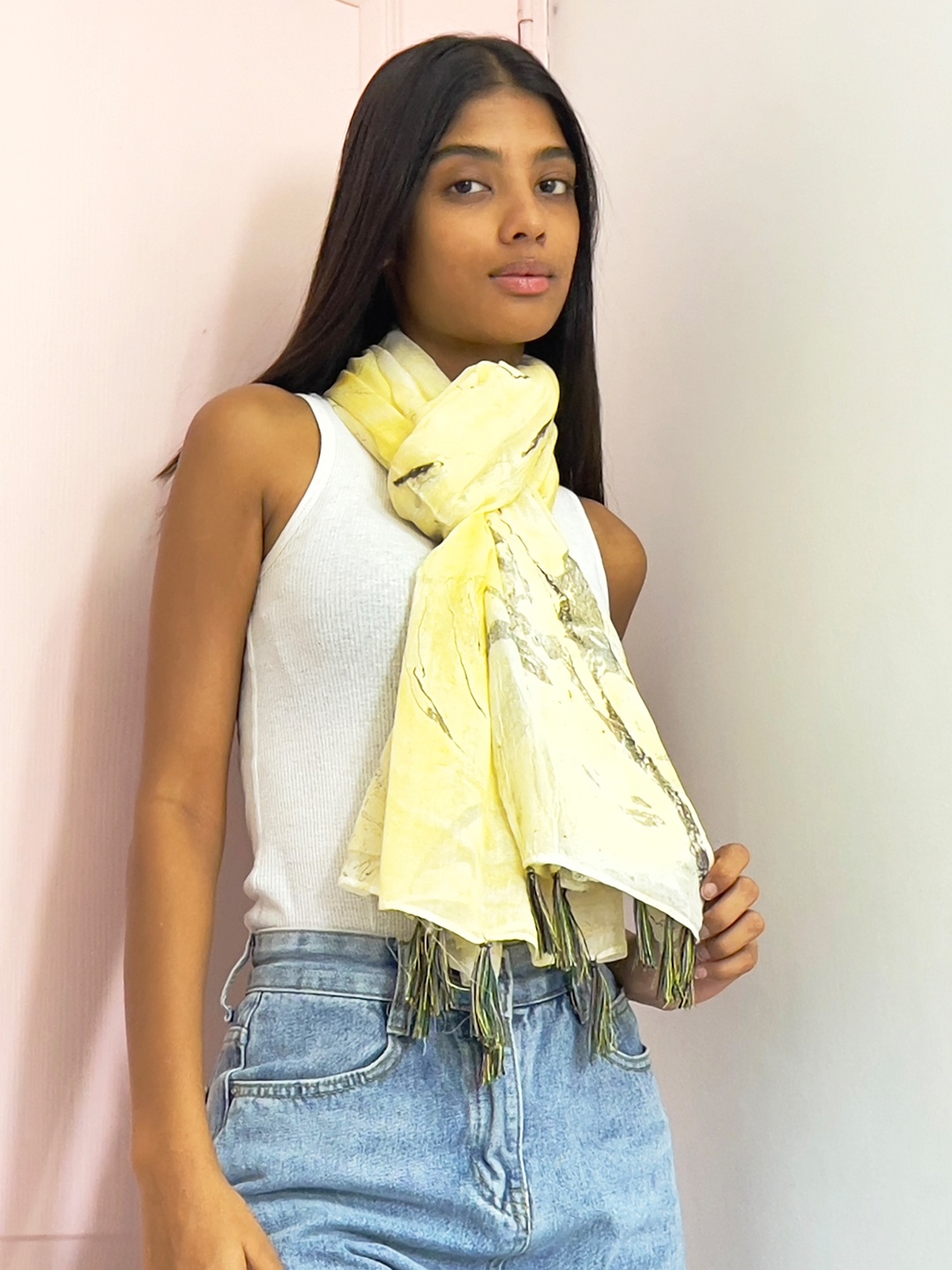 

Ayesha Women Printed Multicolor Scarf, Yellow