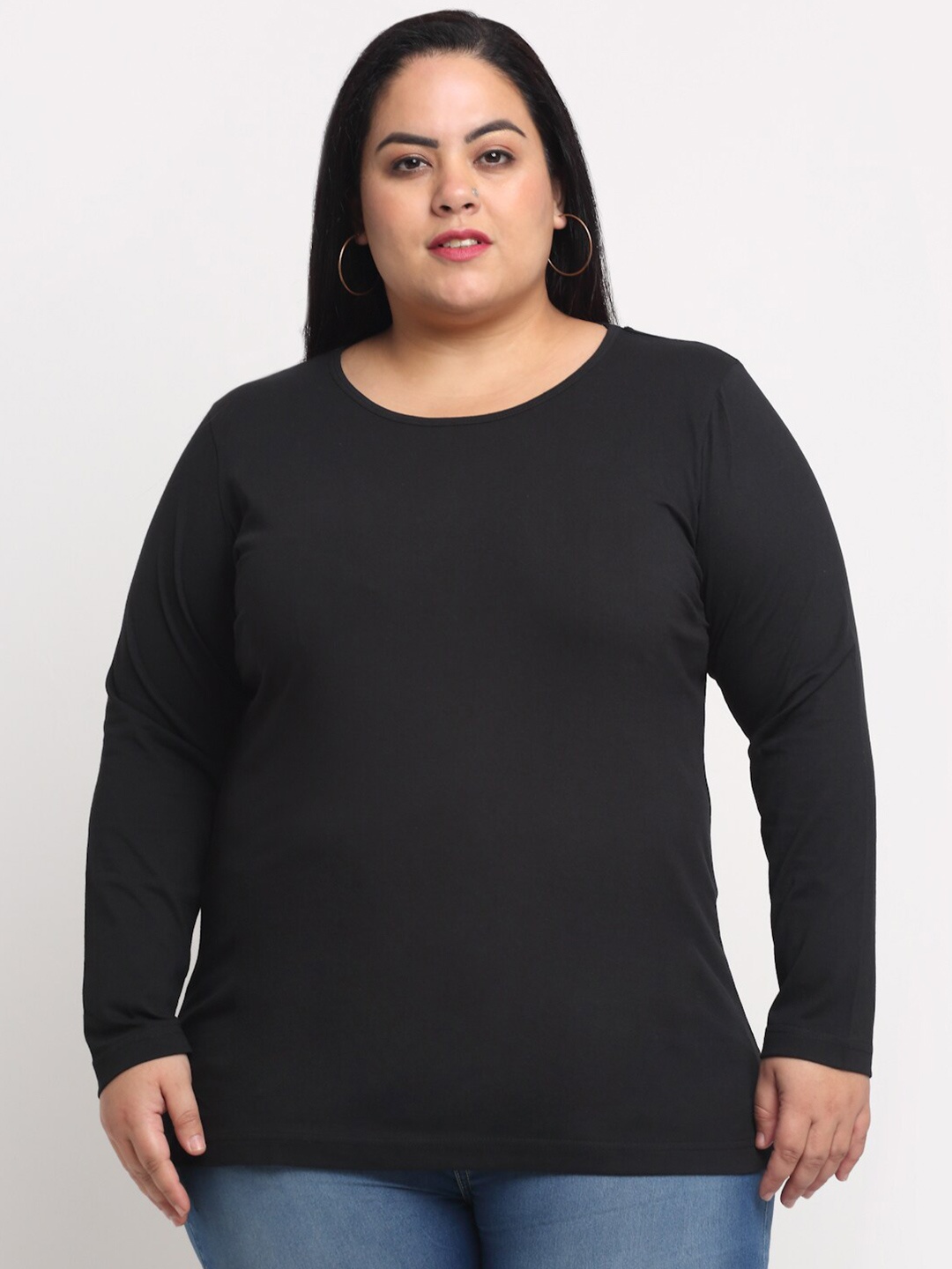 

plusS Plus Size Women Black T-shirt