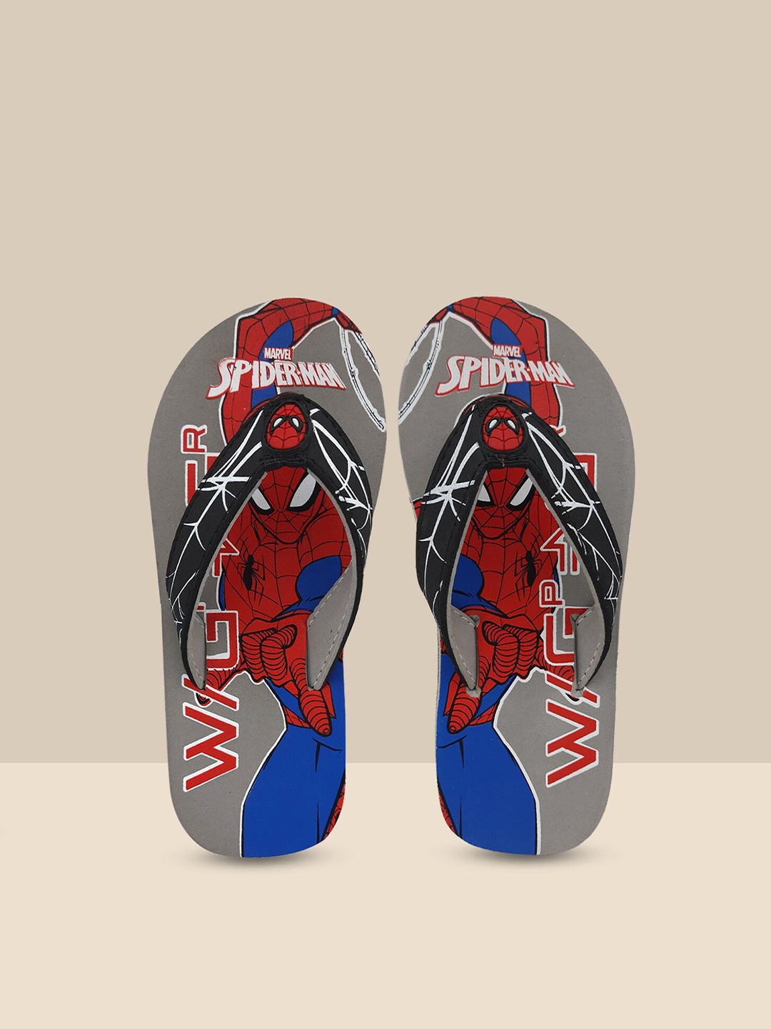 

Kids Ville Boys Grey & Blue Spiderman Print Thong Flip-Flops