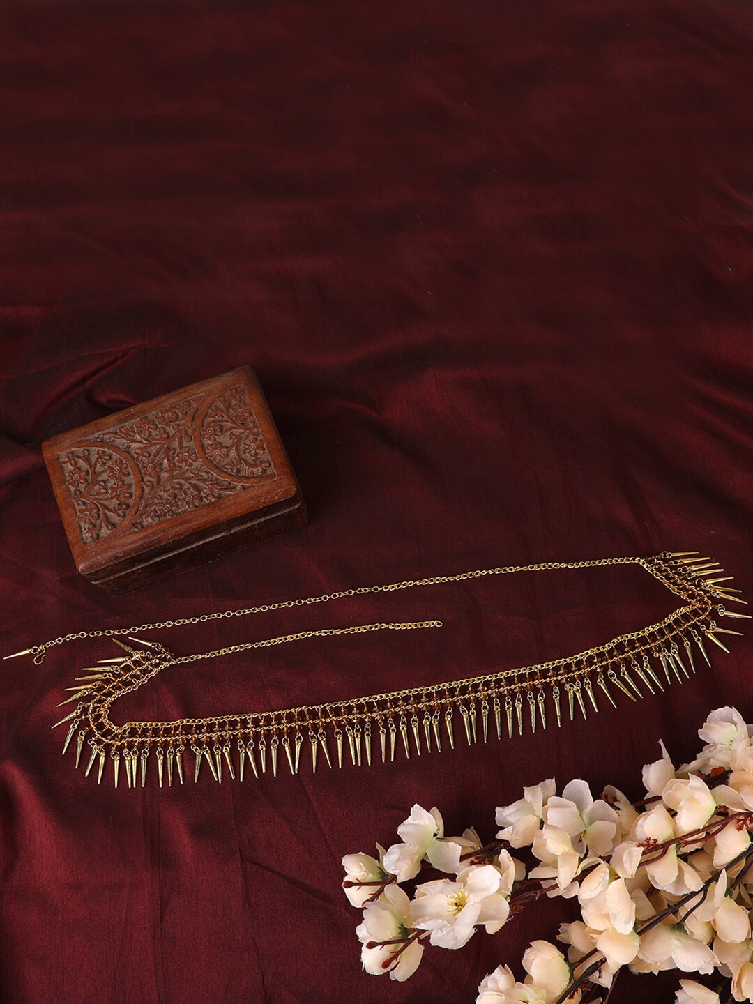 

ANIKAS CREATION Gold-Plated CZ Stones Studded Traditional Kamarbandh Saree Accessories