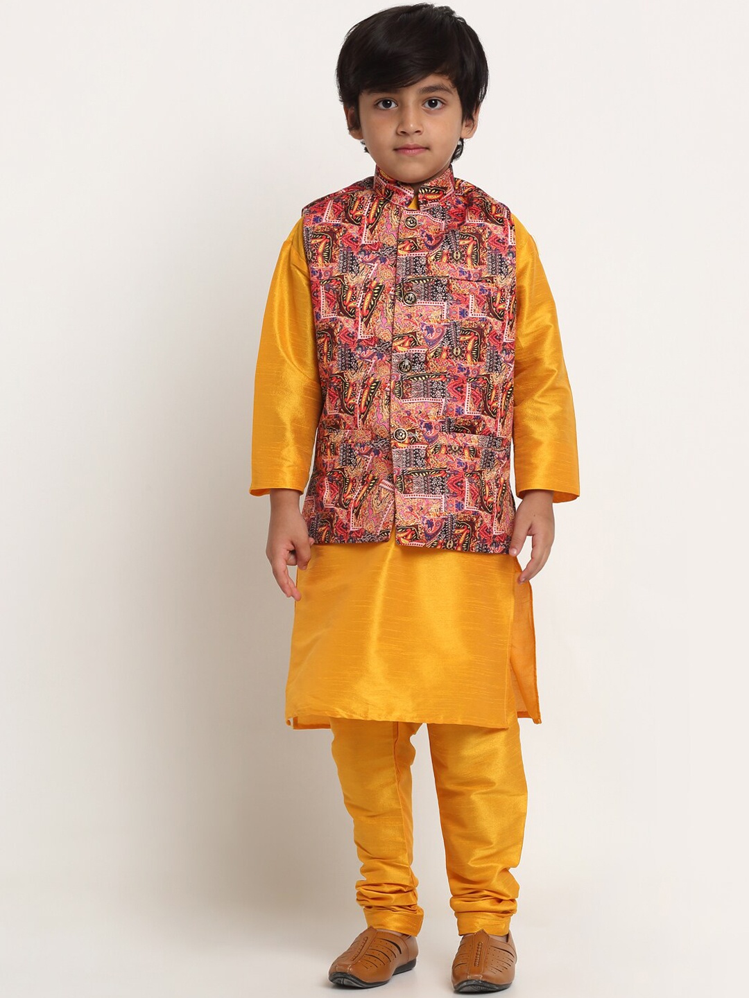 

Benstoke Boys Yellow Printed Kurta with Churidar