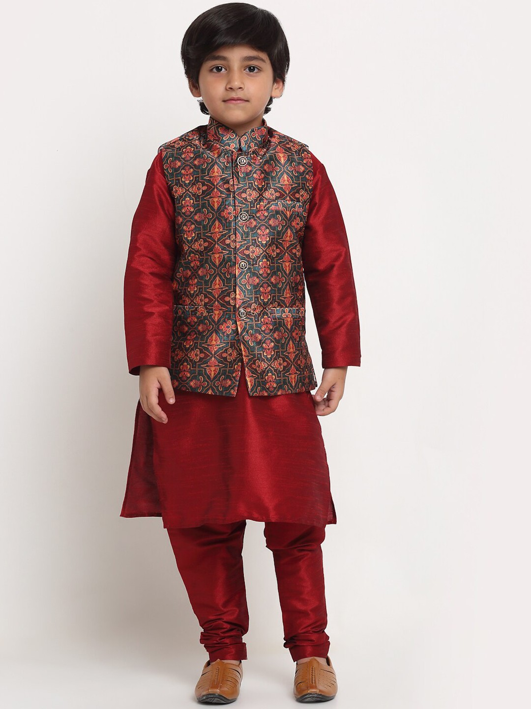 

Benstoke Boys Maroon Printed Kurta with Pyjamas