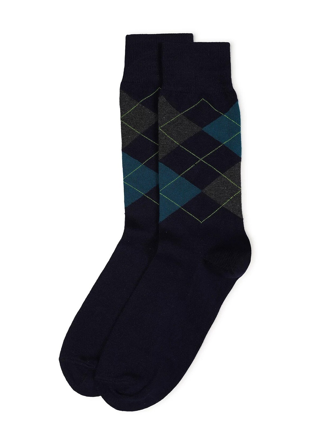 

Marks & Spencer Men Navy Blue Patterned Calf Length Socks