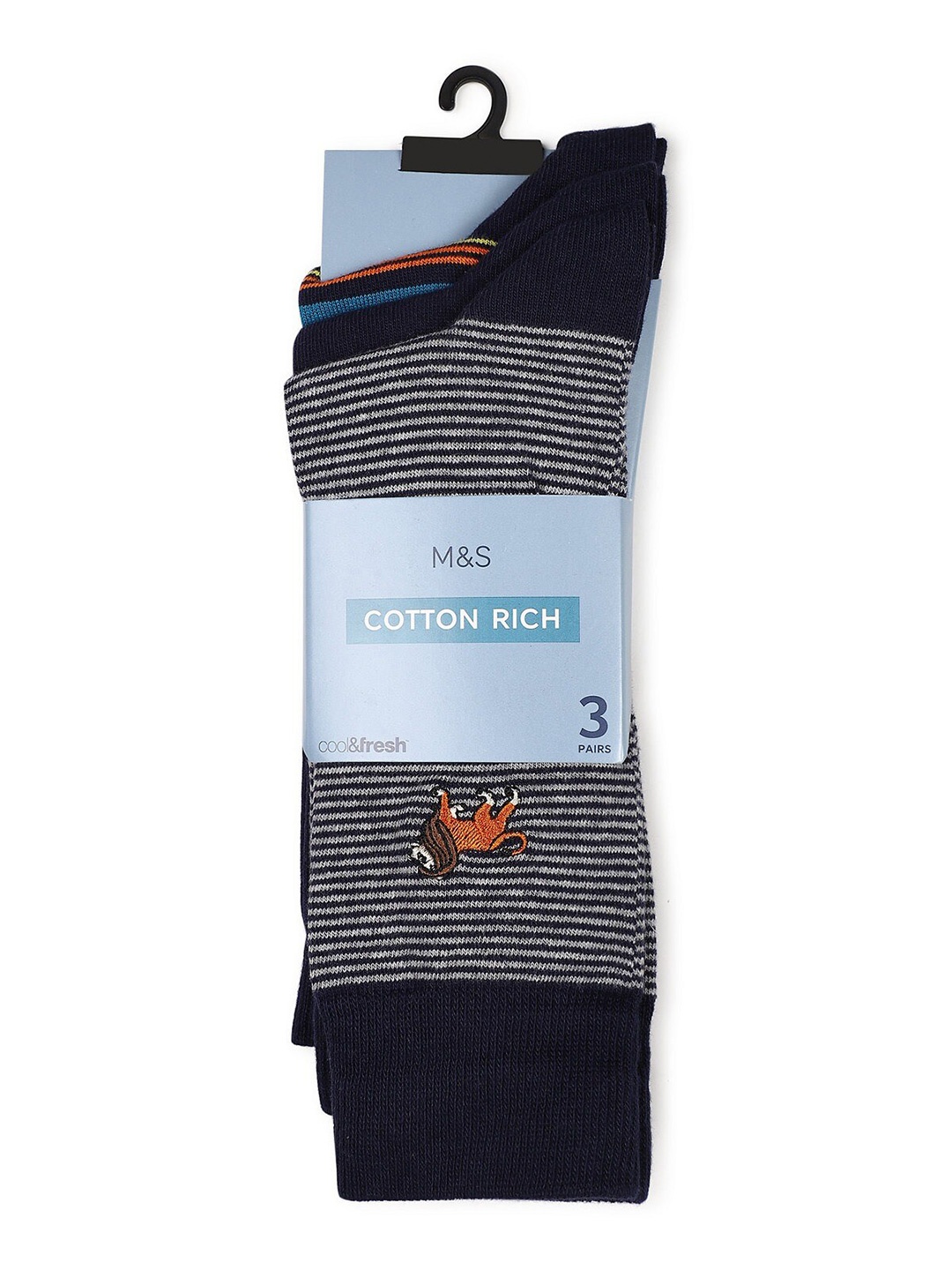

Marks & Spencer Men Pack Of 3 Black & Grey Patterned Calf-Length Socks