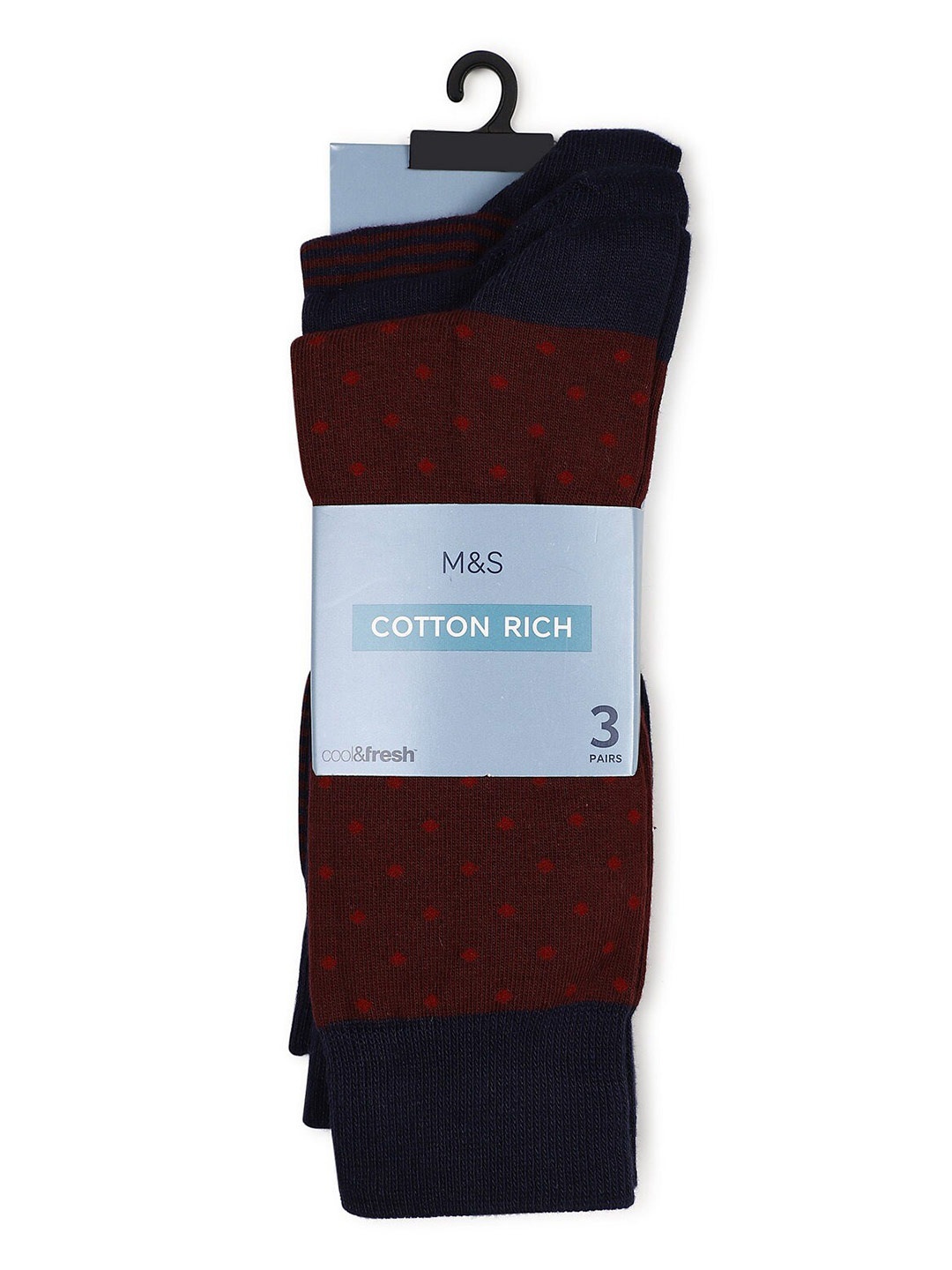 

Marks & Spencer Men Pack Of 3 Printed Socks, Black