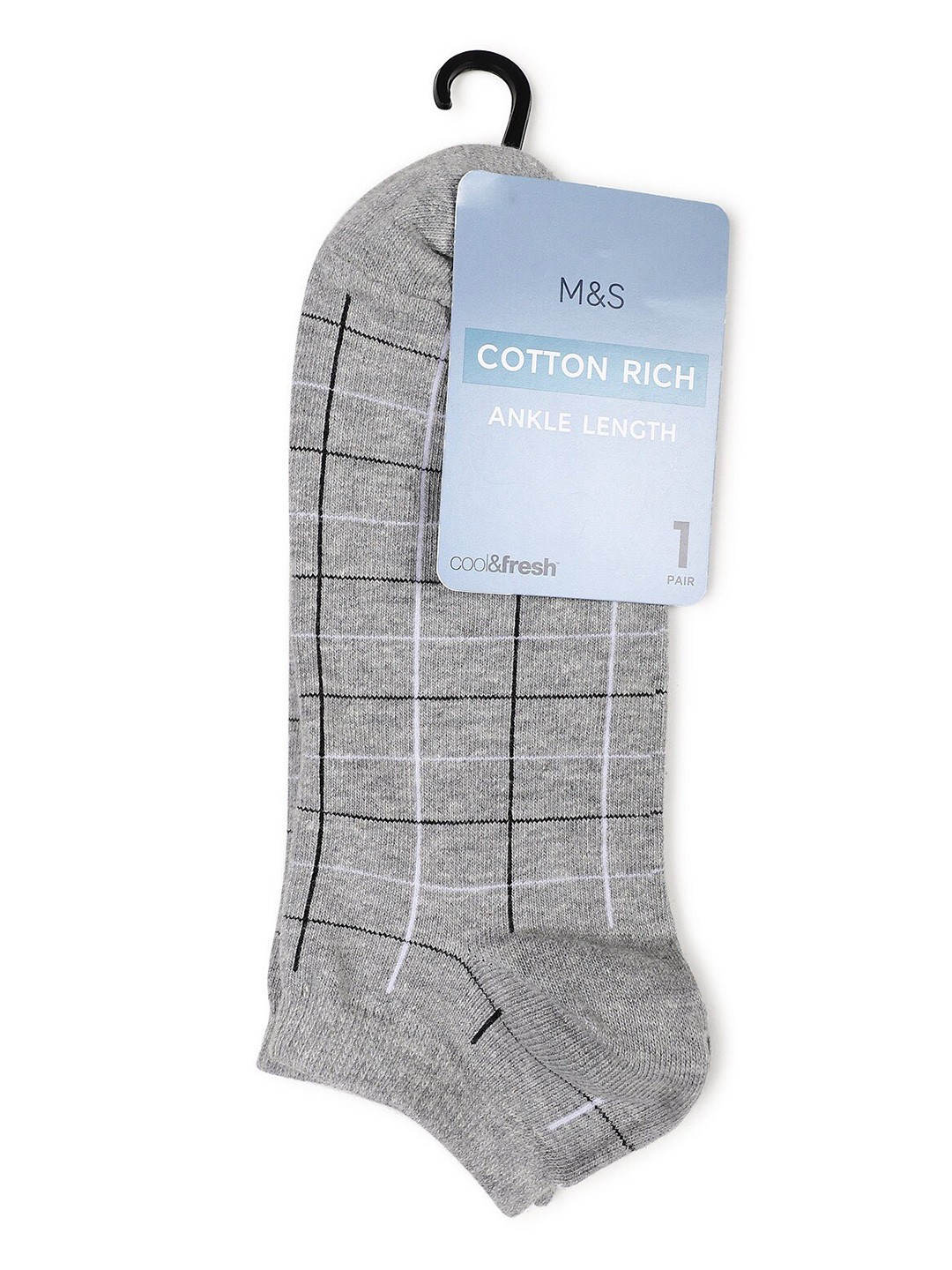 

Marks & Spencer Men Grey Checked Ankle-Length Socks