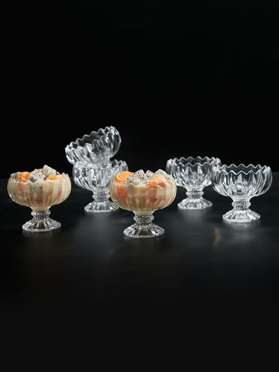 

HomeTown Set Of 6 Gelato Glass Dessert Bowl, Transparent