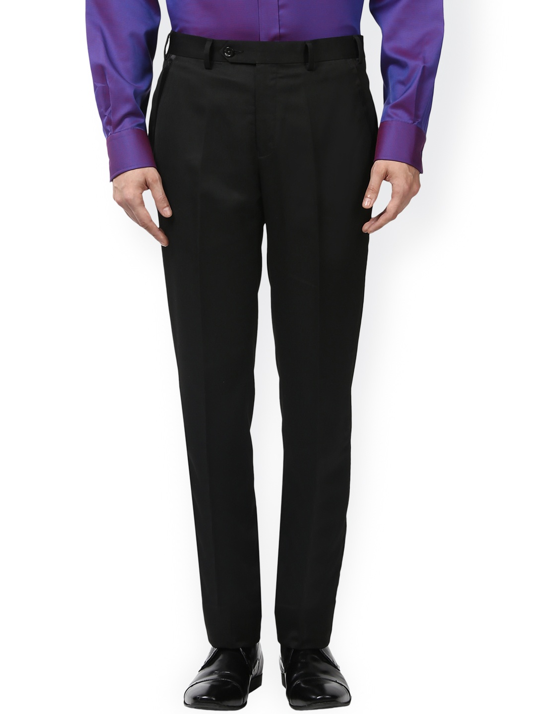 

Park Avenue Men Black Tailored Slim Fit Solid Formal Trousers