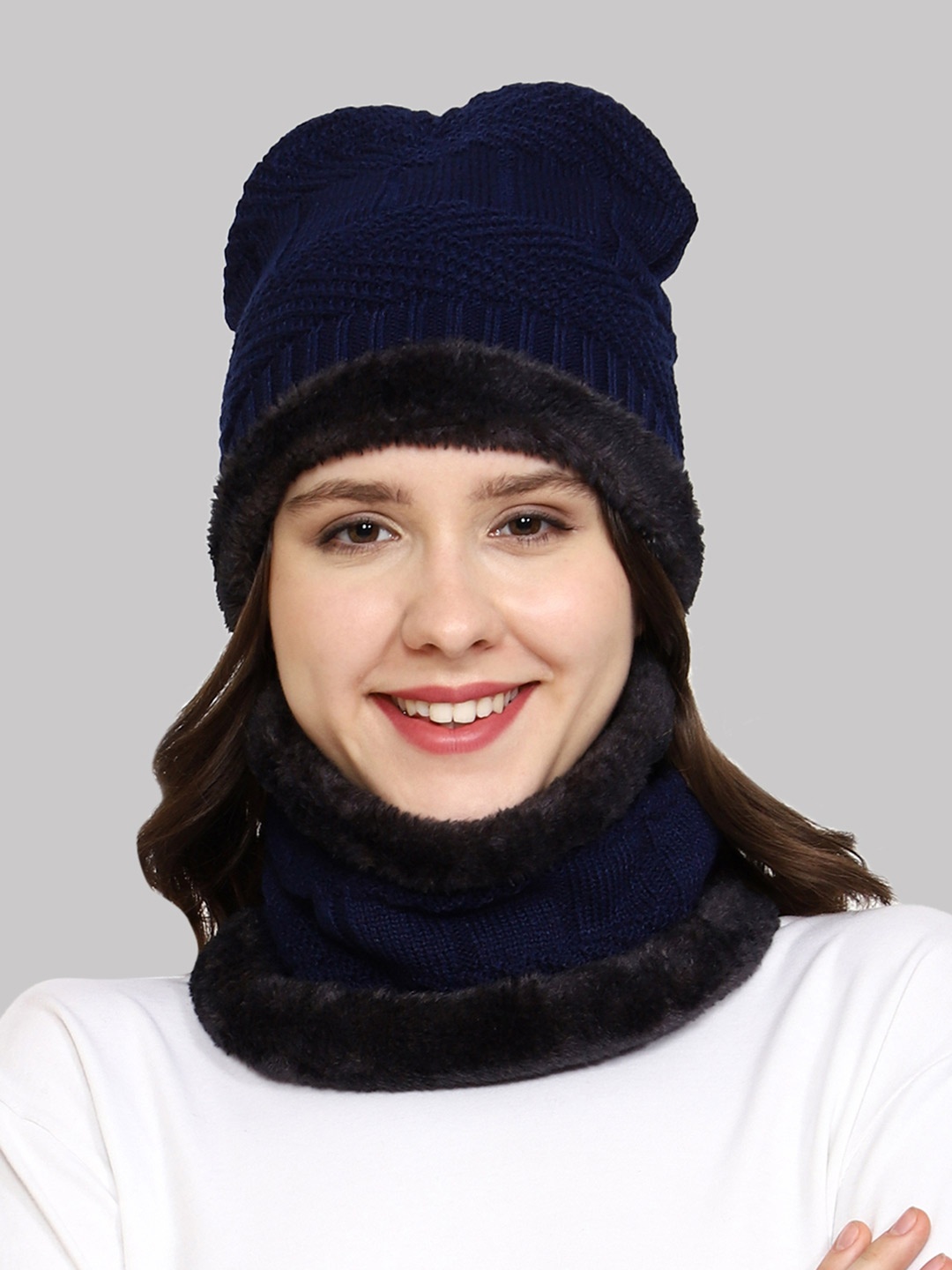 

WEAVERS VILLA Women Navy Blue Beanie