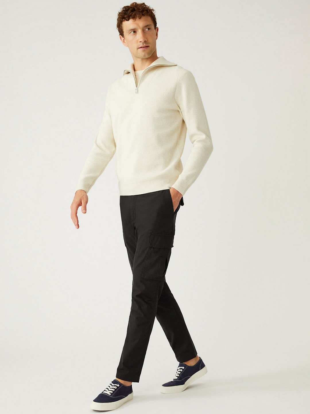 

Marks & Spencer Men Black High-Rise Trouser