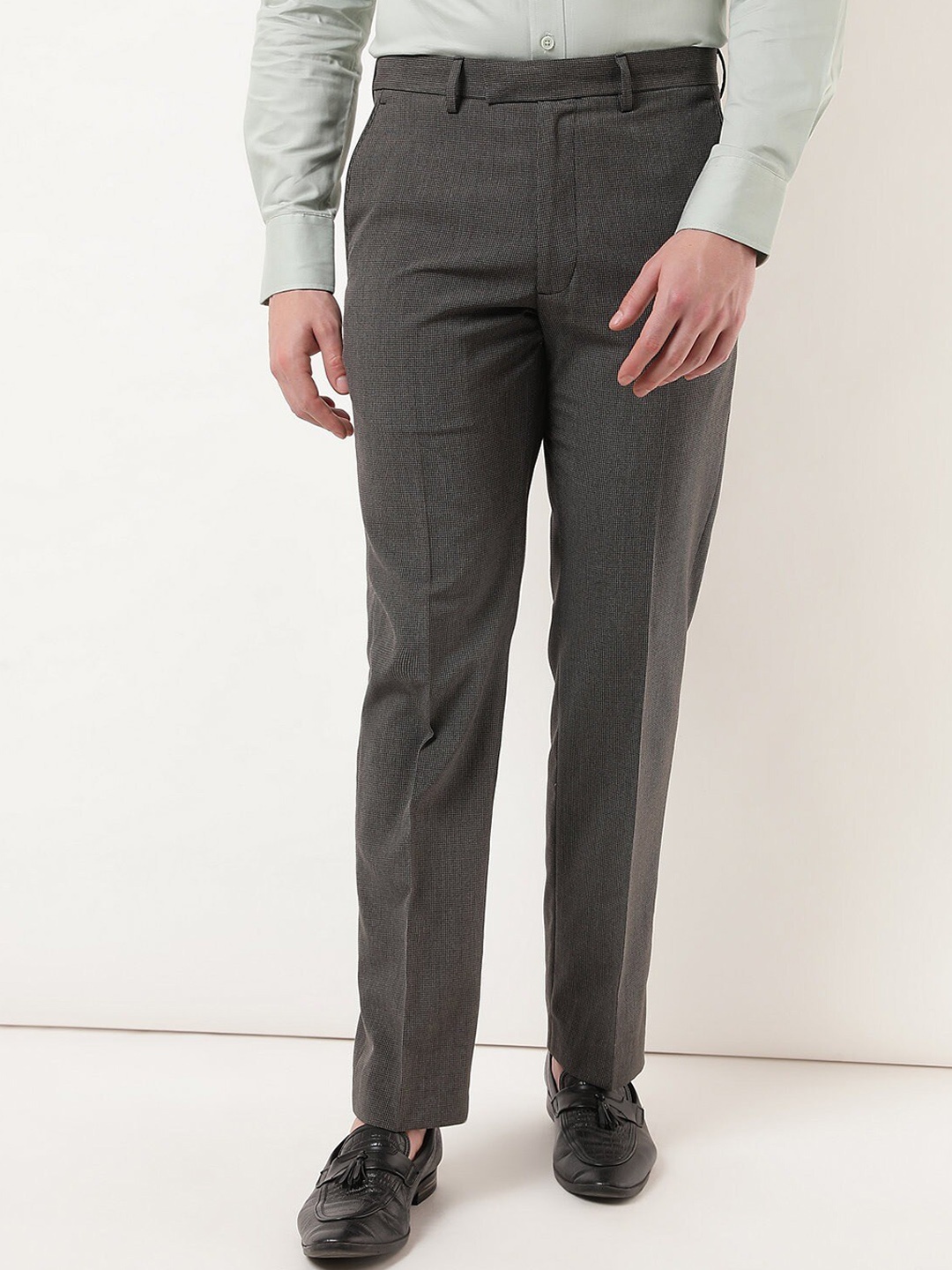 

Marks & Spencer Men Grey High-Rise Trousers