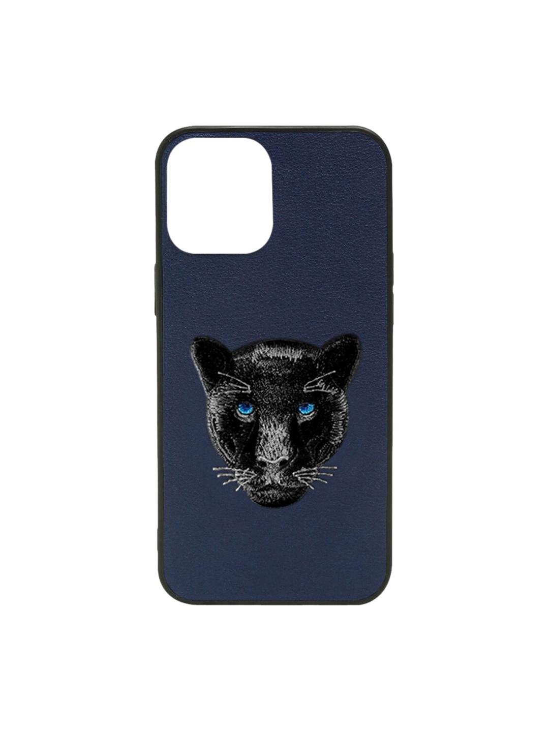 

TREEMODA Blue & Black Panther Printed Leather iPhone 14 Pro Phone Case