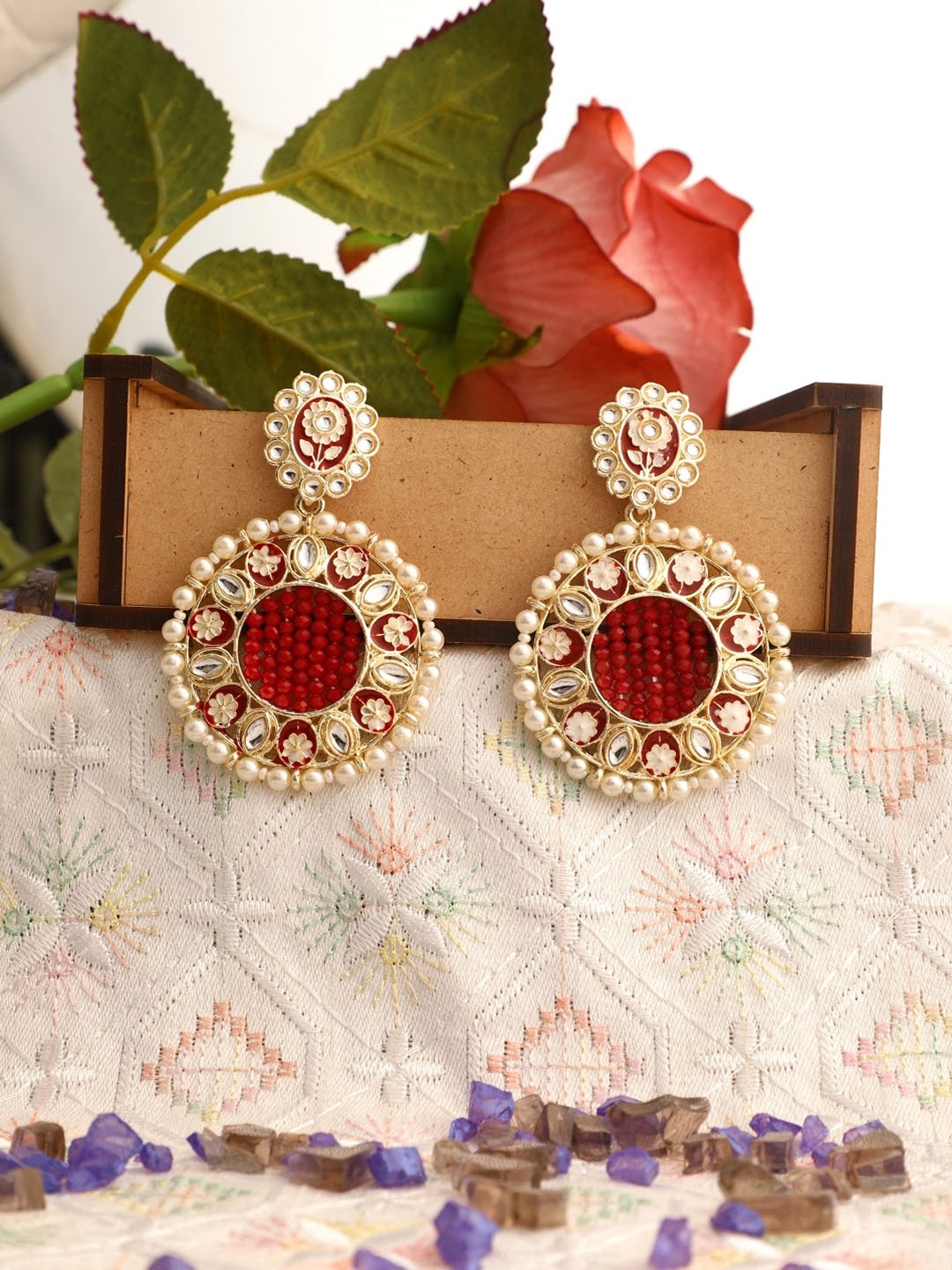 

Vita Bella Red Circular Drop Earrings