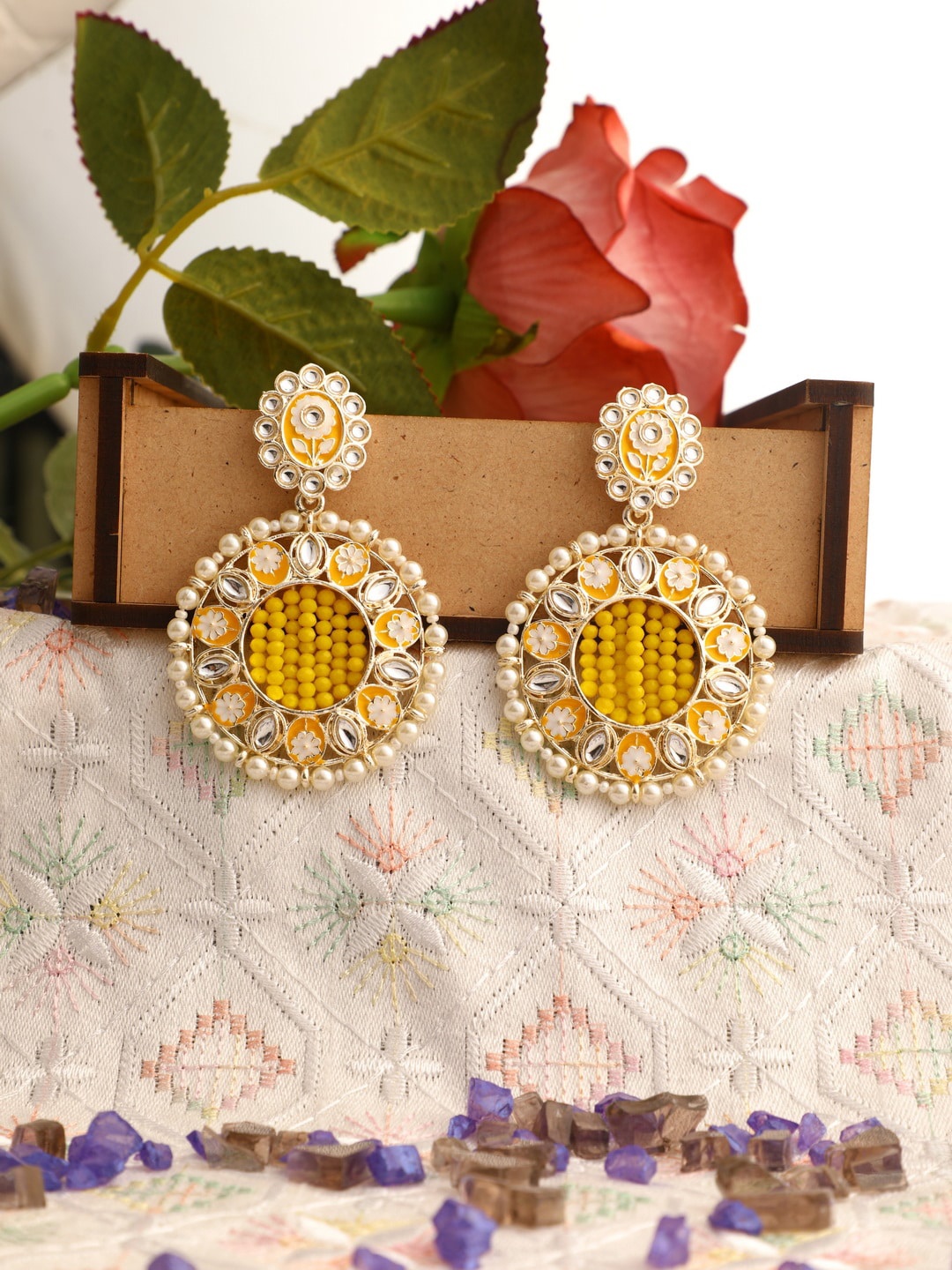 

Vita Bella Yellow Gold Plated Circular Drop Earrings