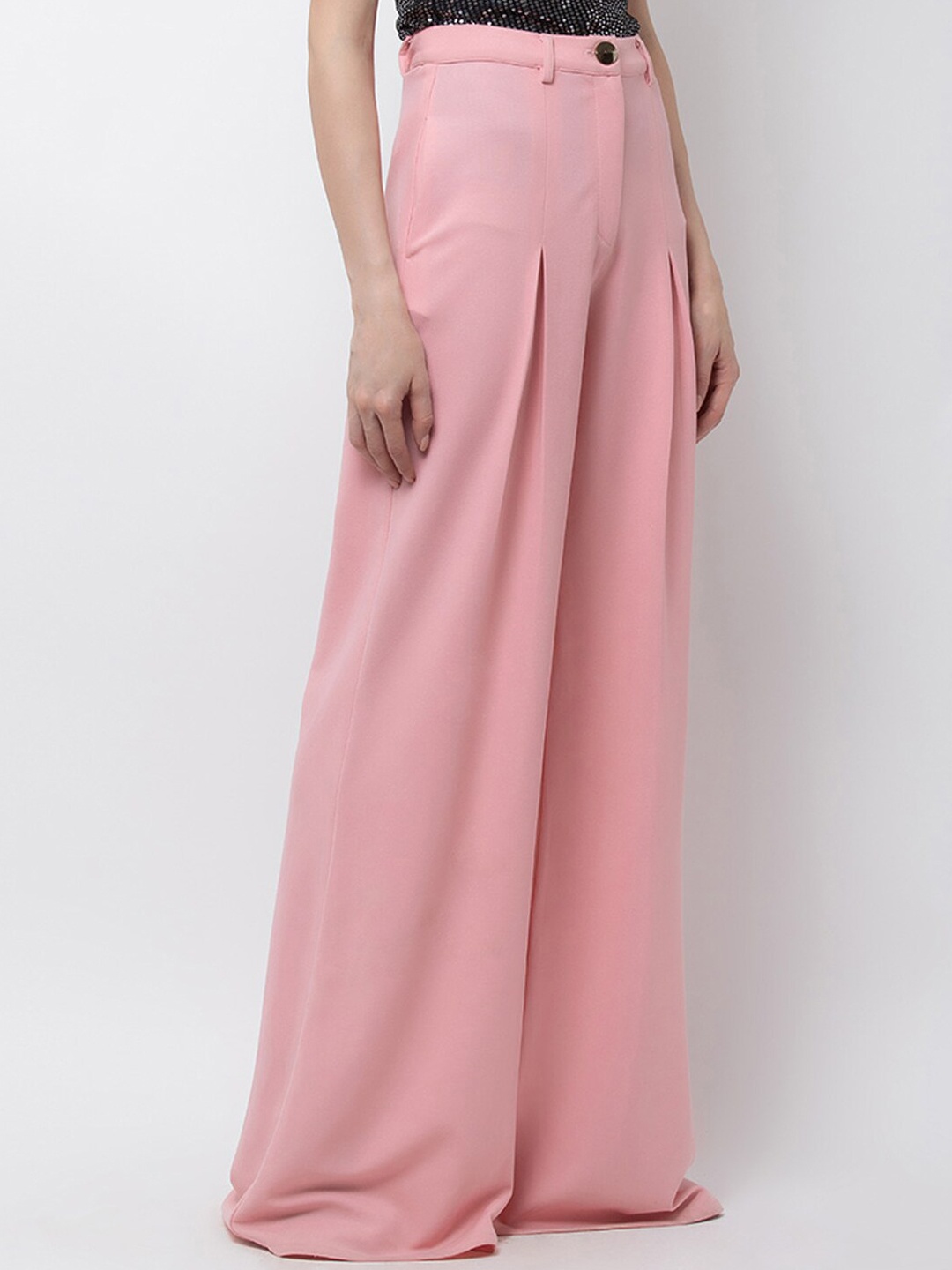 

DODO & MOA Women Pink Relaxed High-Rise Trousers